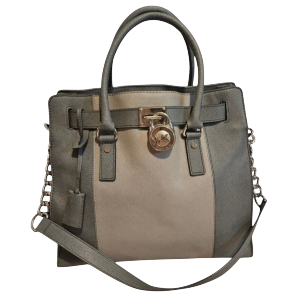Michael Kors Hamilton Two Tone Leather Satchel Purse